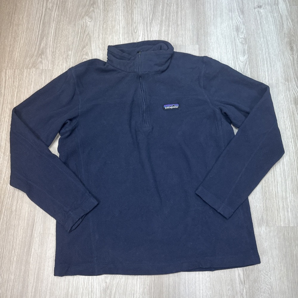 Patagonia Micro D 1/4 Zip Navy Blue Fleece Outdoor Pullover Sweatshirt Womens M